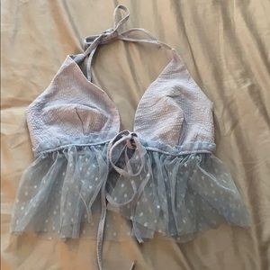 Front tie halter top